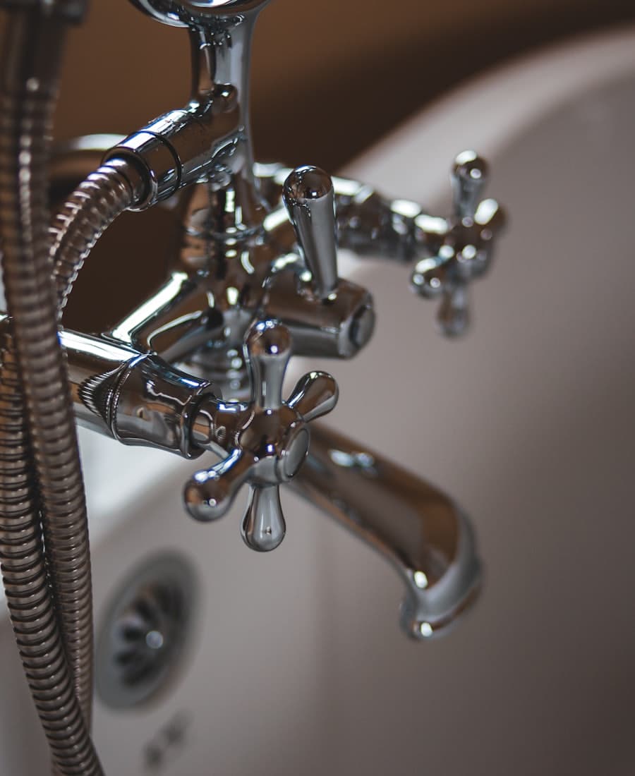 Chrome tapware being fitted