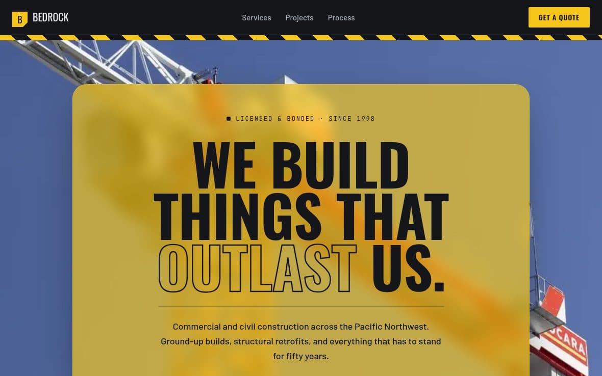 Bedrock Construction website