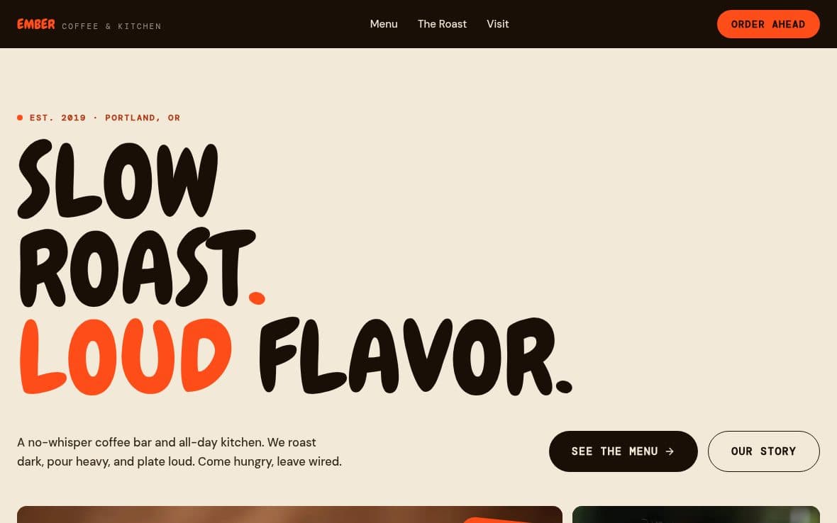 Ember Coffee & Kitchen website